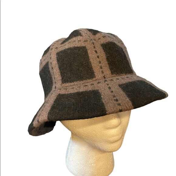 GAP Bucket Hat Black and Brown Plaid S/M - Picture 1 of 4
